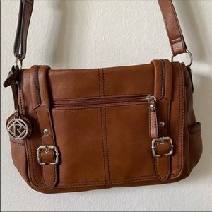 RELIC Brown Faux Leather Vintage Style Messenger Crossbody Bag